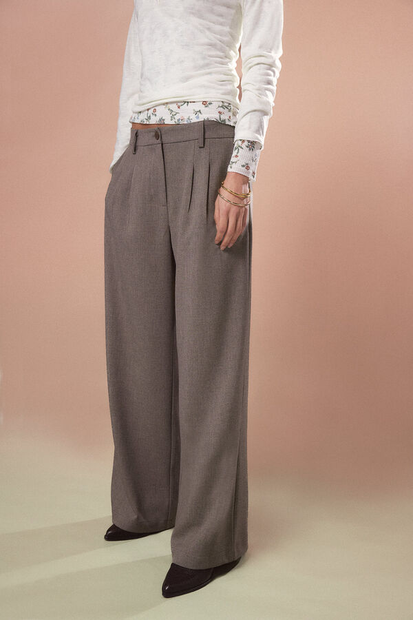 Slowlove Pantal&oacute;n pinzas recto Gris