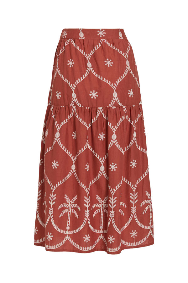 Vila Falda midi estampado tropical Naranja