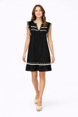 Vila Vestido corto con bordados de algod&oacute;n org&aacute;nico Negro