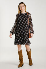 Vila Vestido corto de gasa plisado Negro