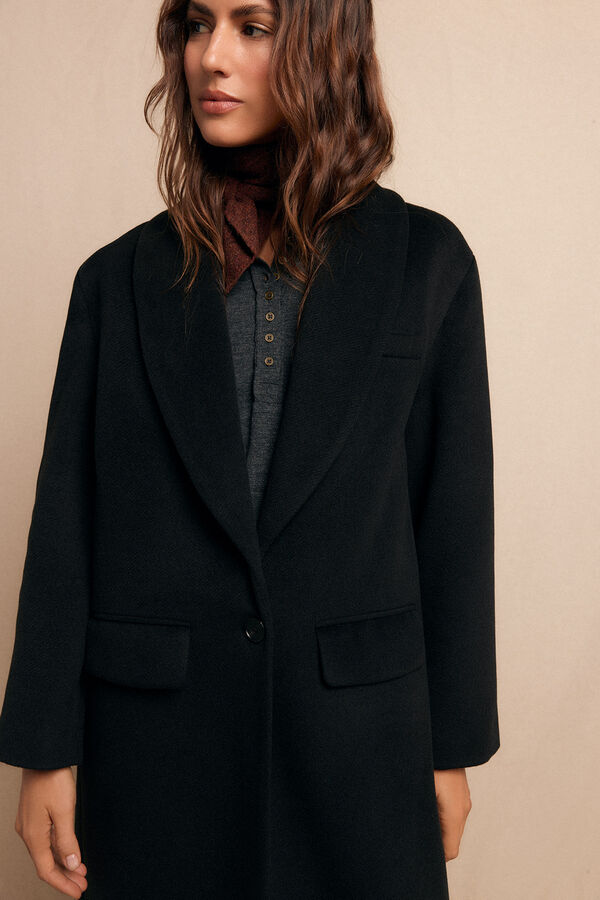 Slowlove Abrigo largo con cuello esmoquín Negro