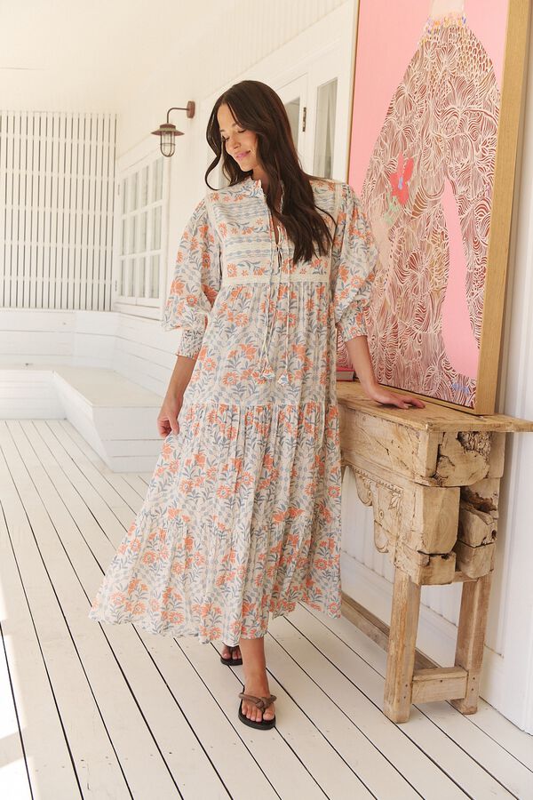 Jaase Vestido maxi Kazzie Estampado blanco