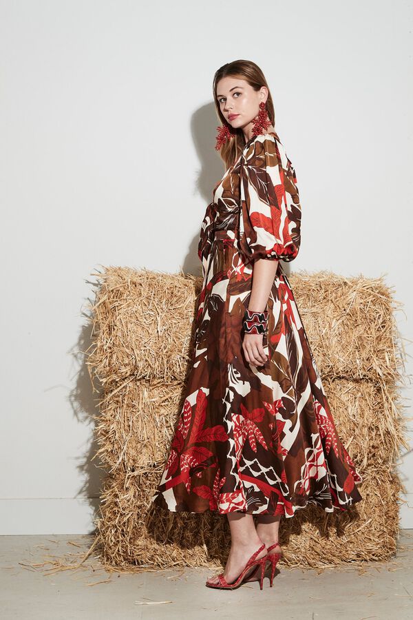 Panambi Vestido Miriam Estampado marr&oacute;n