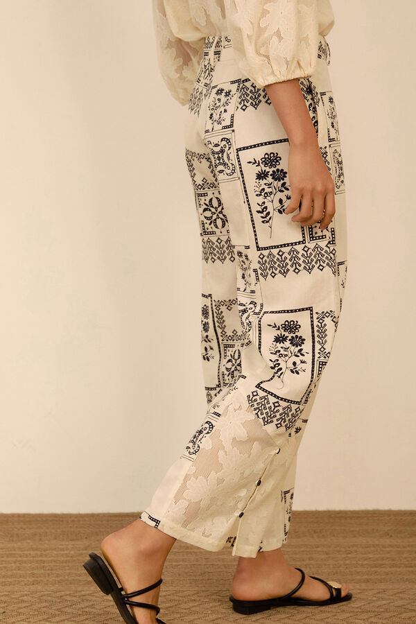 Meisie Pantal&oacute;n estampado bimateria Estampado blanco