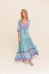 Jaase Vestido largo Tessa Estampado azul
