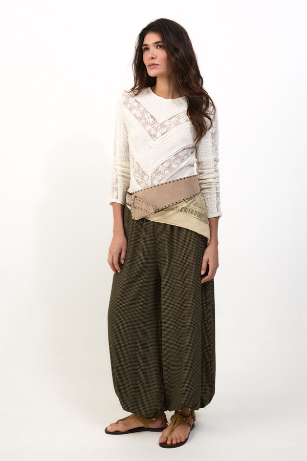 Slowlove Pantal&oacute;n bombacho cuadros Estampado verde