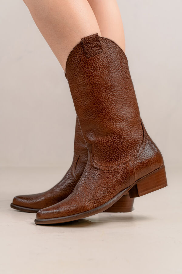 Bryan Stepwise Botas cowboy de piel Jandra Vintage Marr&oacute;n