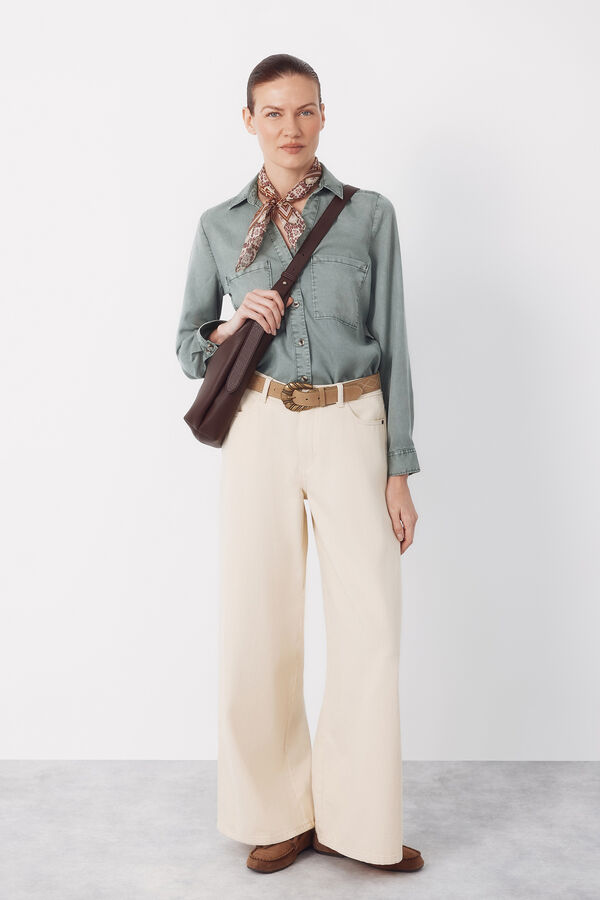 Cortefiel Jeans Long Palazzo Marfil