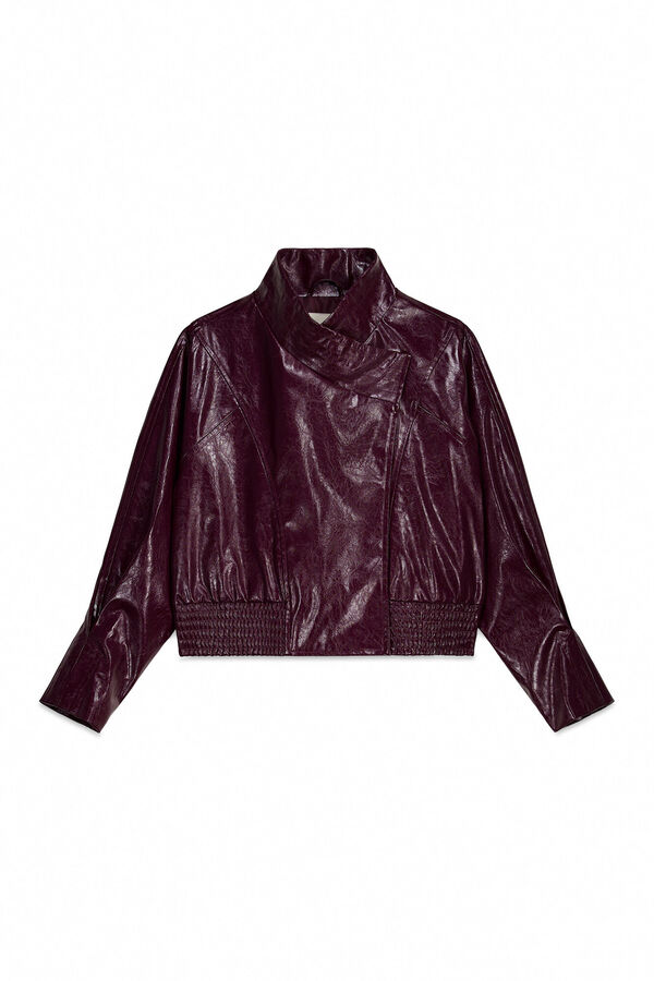 Slowlove Cazadora efecto piel brillo Granate