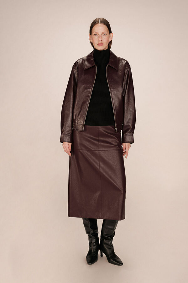 Grace & Mila Cazadora bomber en cuero Granate