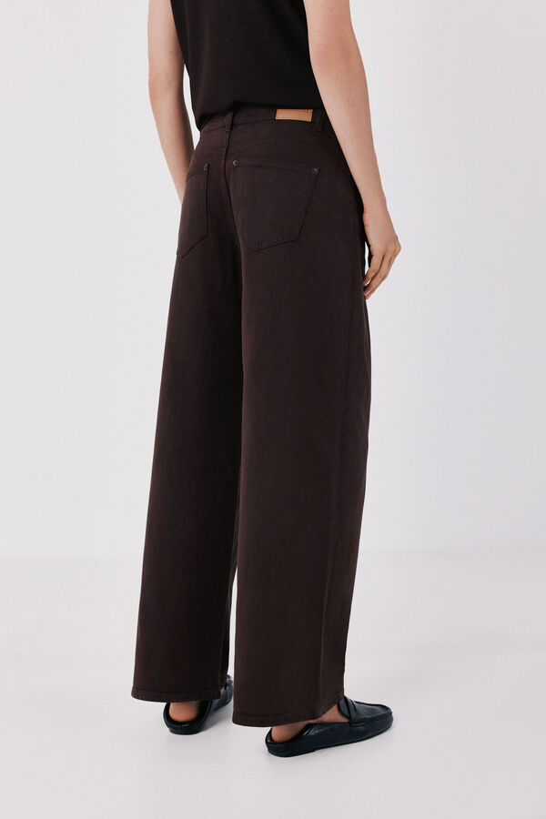Cortefiel Jeans Wide Leg Marr&oacute;n oscuro