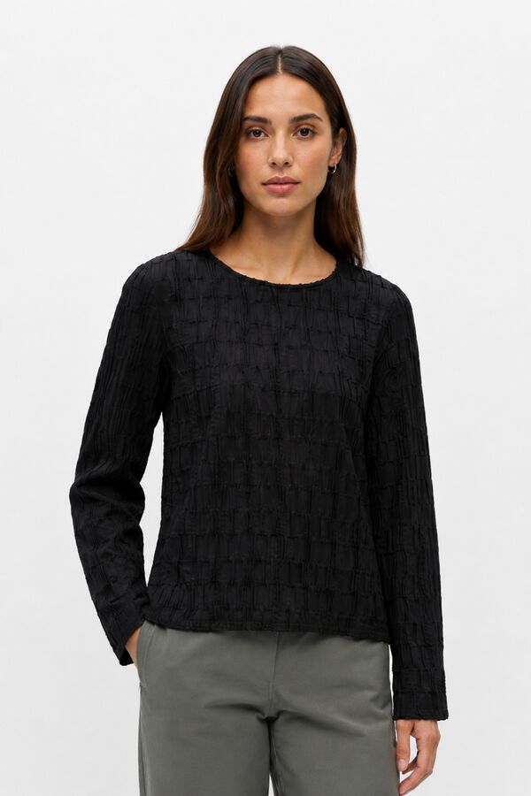 Object Top estructura manga larga Negro