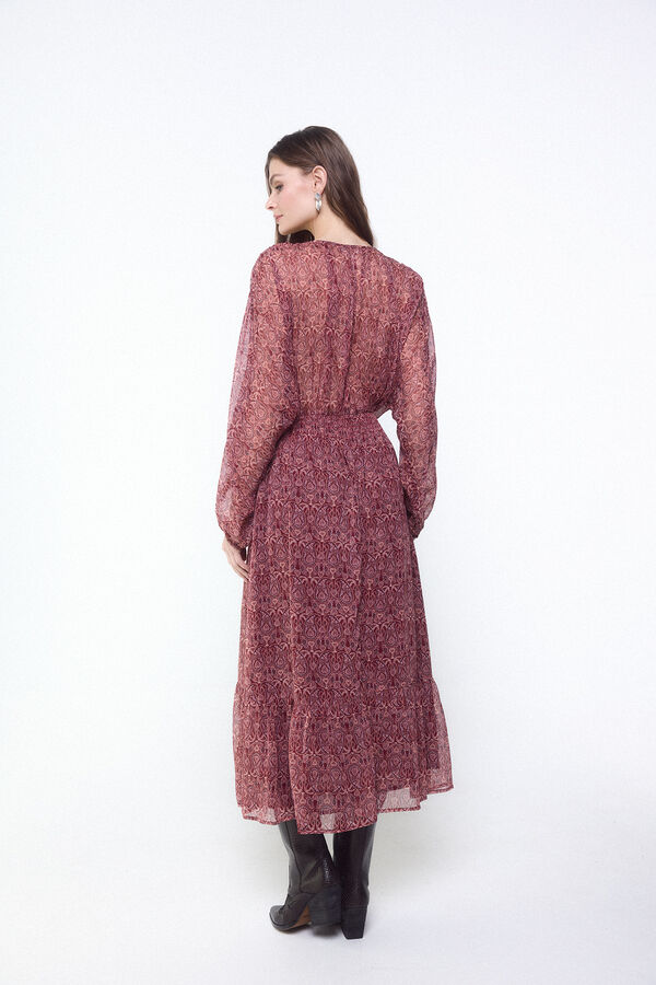 Slowlove Vestido estampado bordados pedrer&iacute;a Rojo