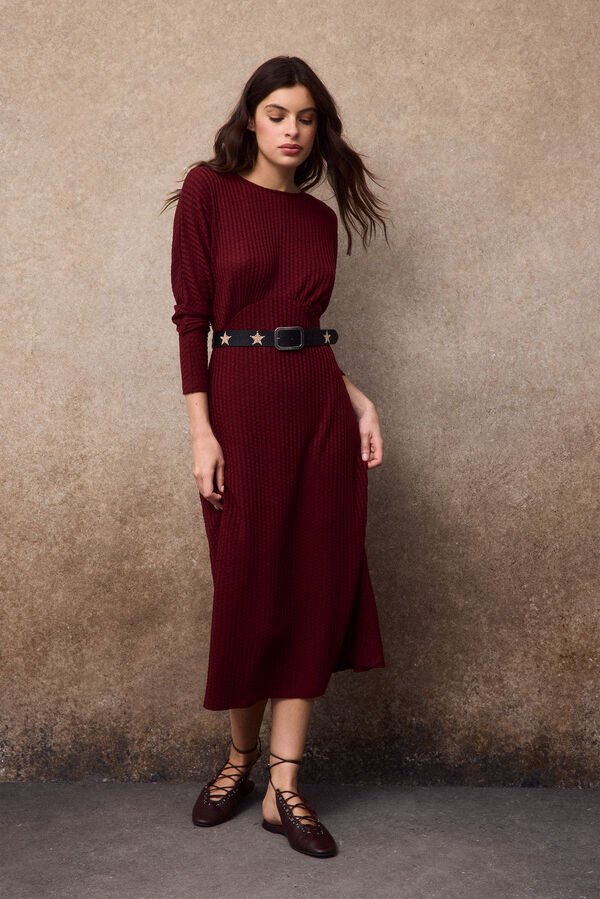 Slowlove Vestido estructura manga murci&eacute;lago Granate