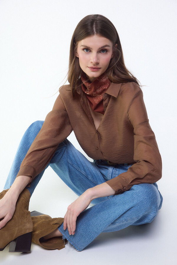 Slowlove Camisa organza Marr&oacute;n