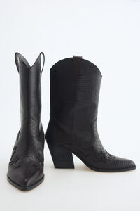 Slowlove Bota estilo cowboy realizada en piel con efecto cocodrilo