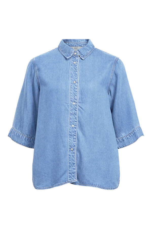 Object Camisa manga corta tencel Azul