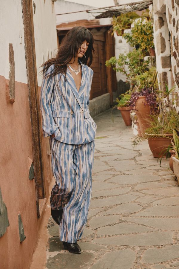 Slowlove Chaqueta blazer estampada Estampado azul