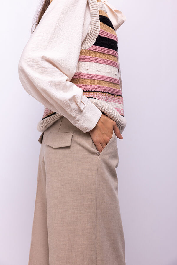 Object Pantal&oacute;n ancho con pinzas Marr&oacute;n