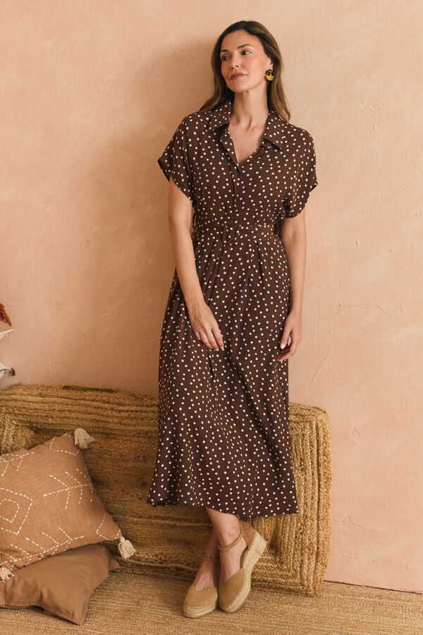 Pol&iacute;n Et Moi Vestido midi Vela Marr&oacute;n oscuro