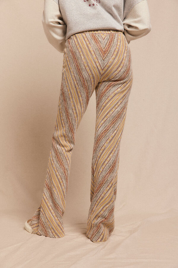 Slowlove Pantalón campana de punto Estampado marrón