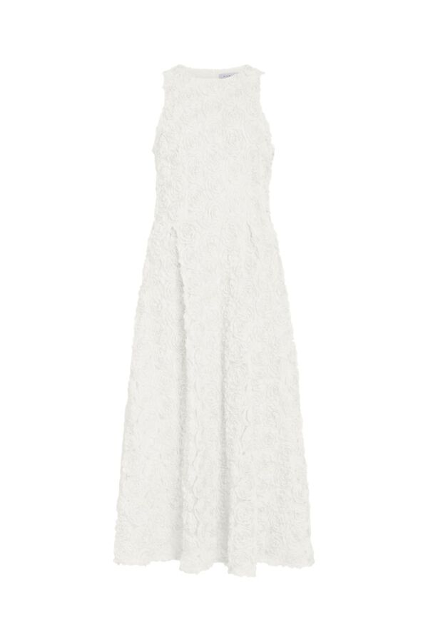 Vila Vestido midi con flores en tejido Blanco