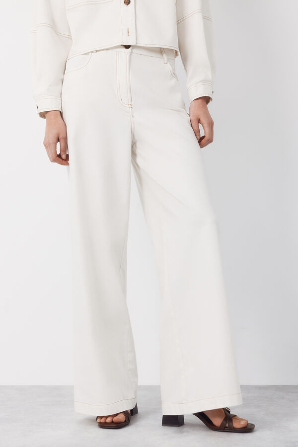 Cortefiel Jean Palazzo Soft Marfil