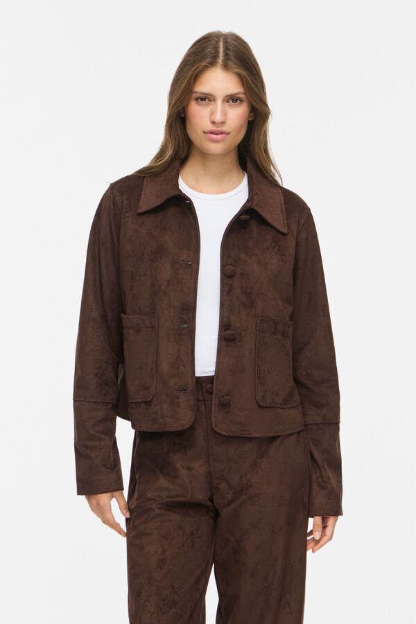Vila Chaqueta corta efecto ante Marr&oacute;n oscuro