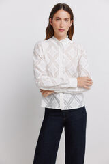Vila Blusa calada con volantes Blanco