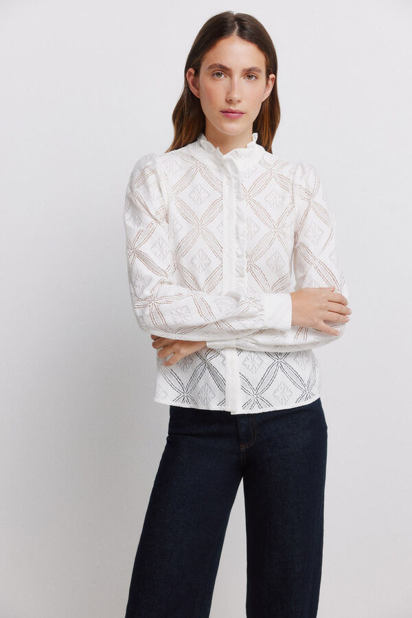 Vila Blusa calada con volantes Blanco