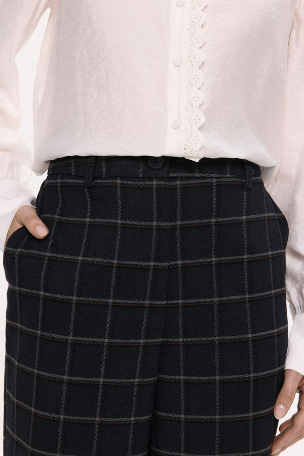 Vila Pantal&oacute;n de vestir de cuadros con viscosa Negro