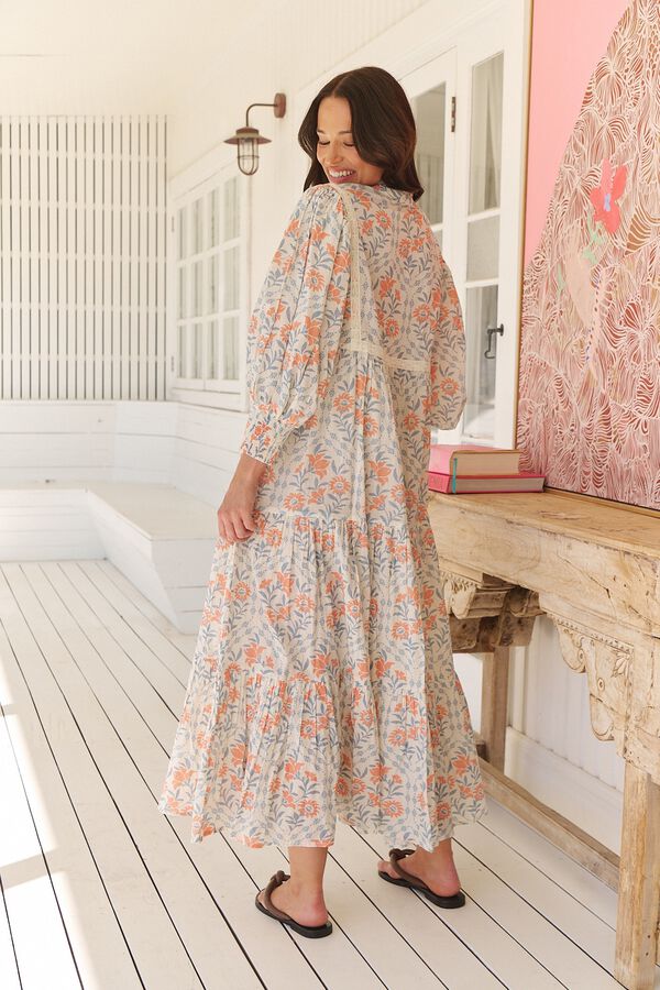 Jaase Vestido maxi Kazzie Estampado blanco
