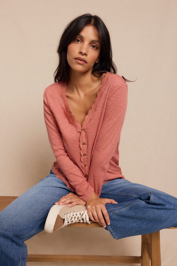 Slowlove Top cárdigan blonda Rosa