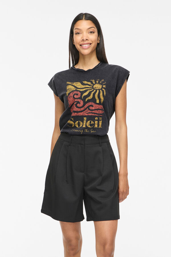 Vila Camiseta vintage con estampado Negro
