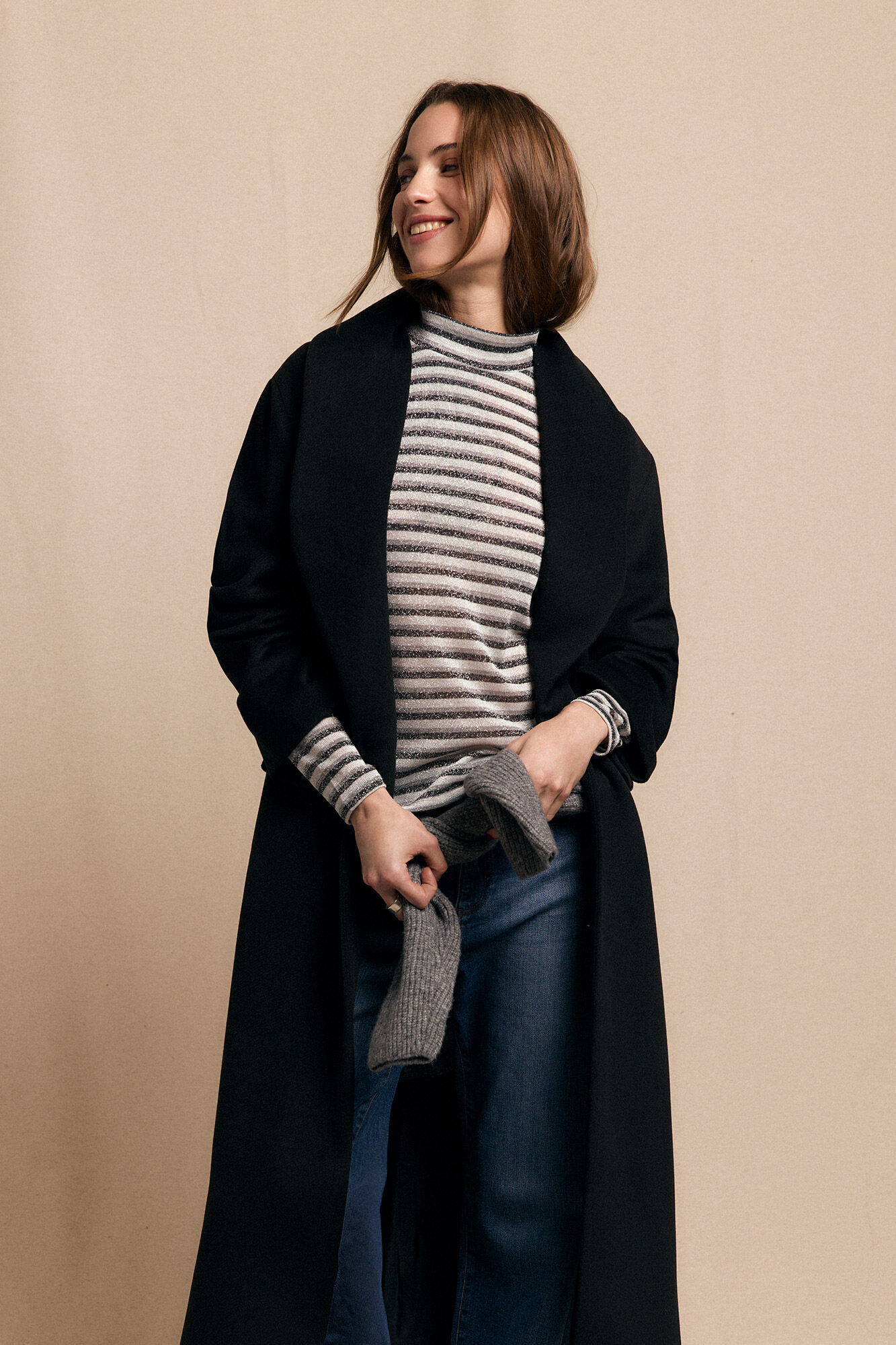 Slowlove Camiseta cuello alto rayas lurex