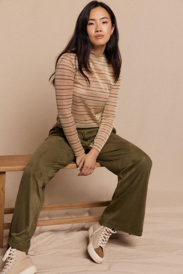 Slowlove Pantal&oacute;n de pinzas de antelina Verde