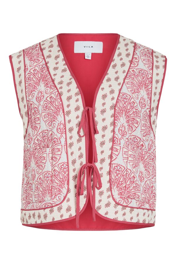 Vila Chaleco guateado estampado con lazos Rosa