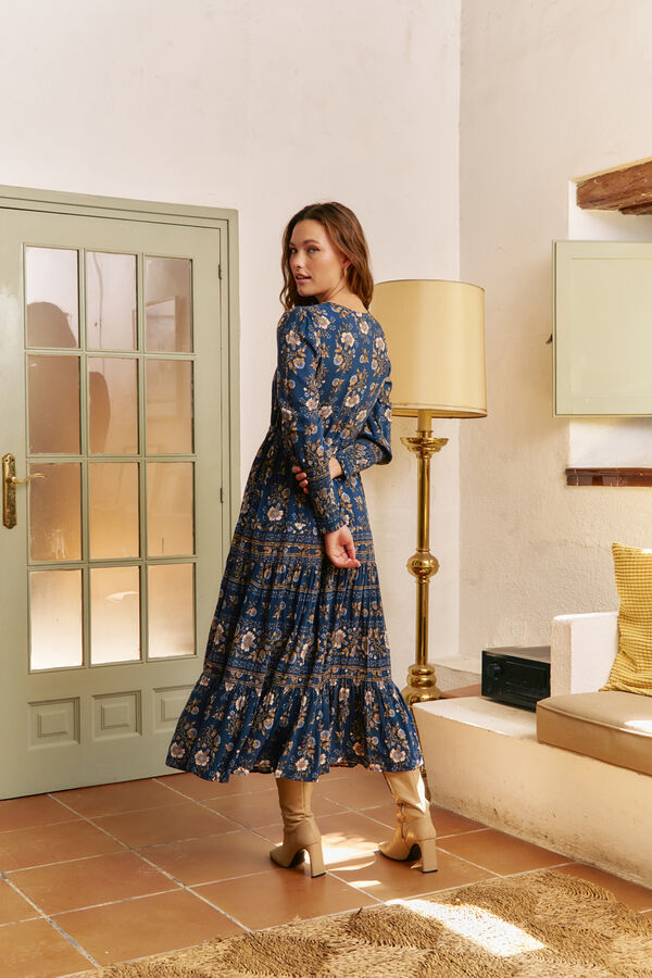 Jaase Vestido largo Stephanie estampado adeline Azul