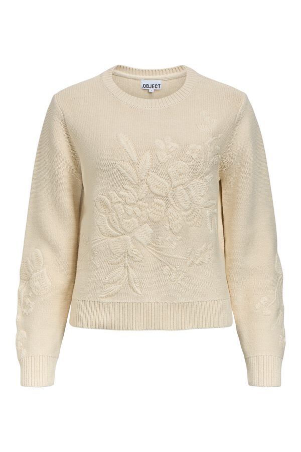 Object Jersey punto bordado flores Beige