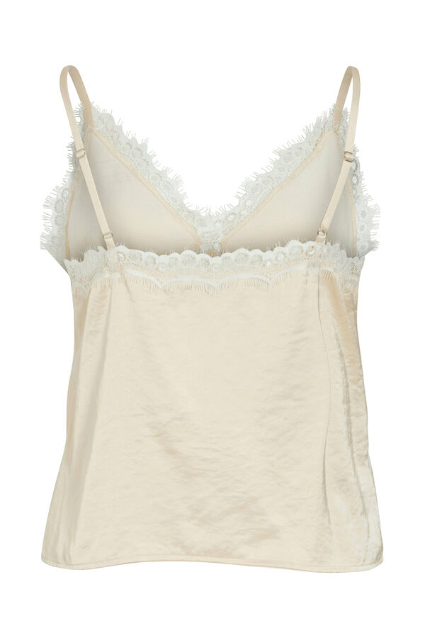 Vila Top lencero con encaje Beige