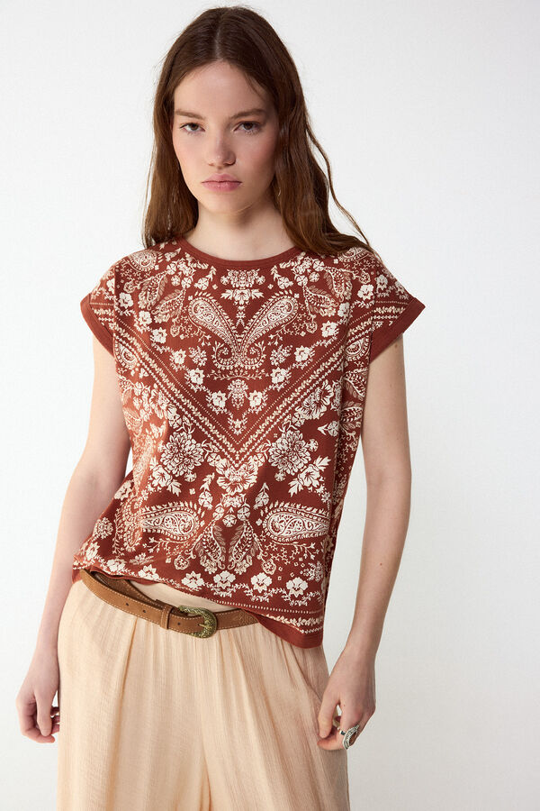 Slowlove Camiseta estampado bandana Estampado granate