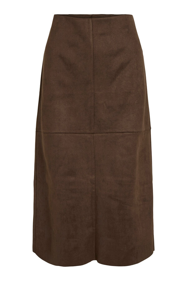 Vila Falda midi de ante Marr&oacute;n oscuro