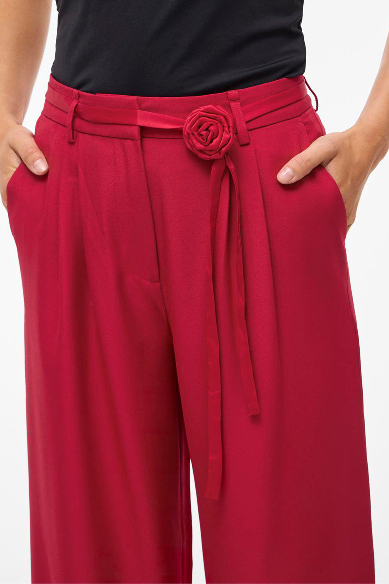 Vila Pantal&oacute;n ancho de vestir con cintur&oacute;n flor