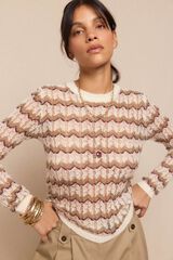 Slowlove Jersey calado multicolor Estampado beige