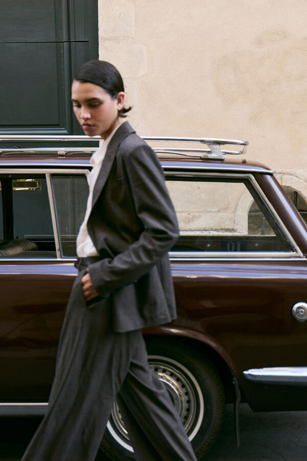 Vila Americana blazer de cuadros Marr&oacute;n