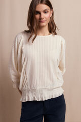 Slowlove Camiseta estructura rustica manga globo Marfil