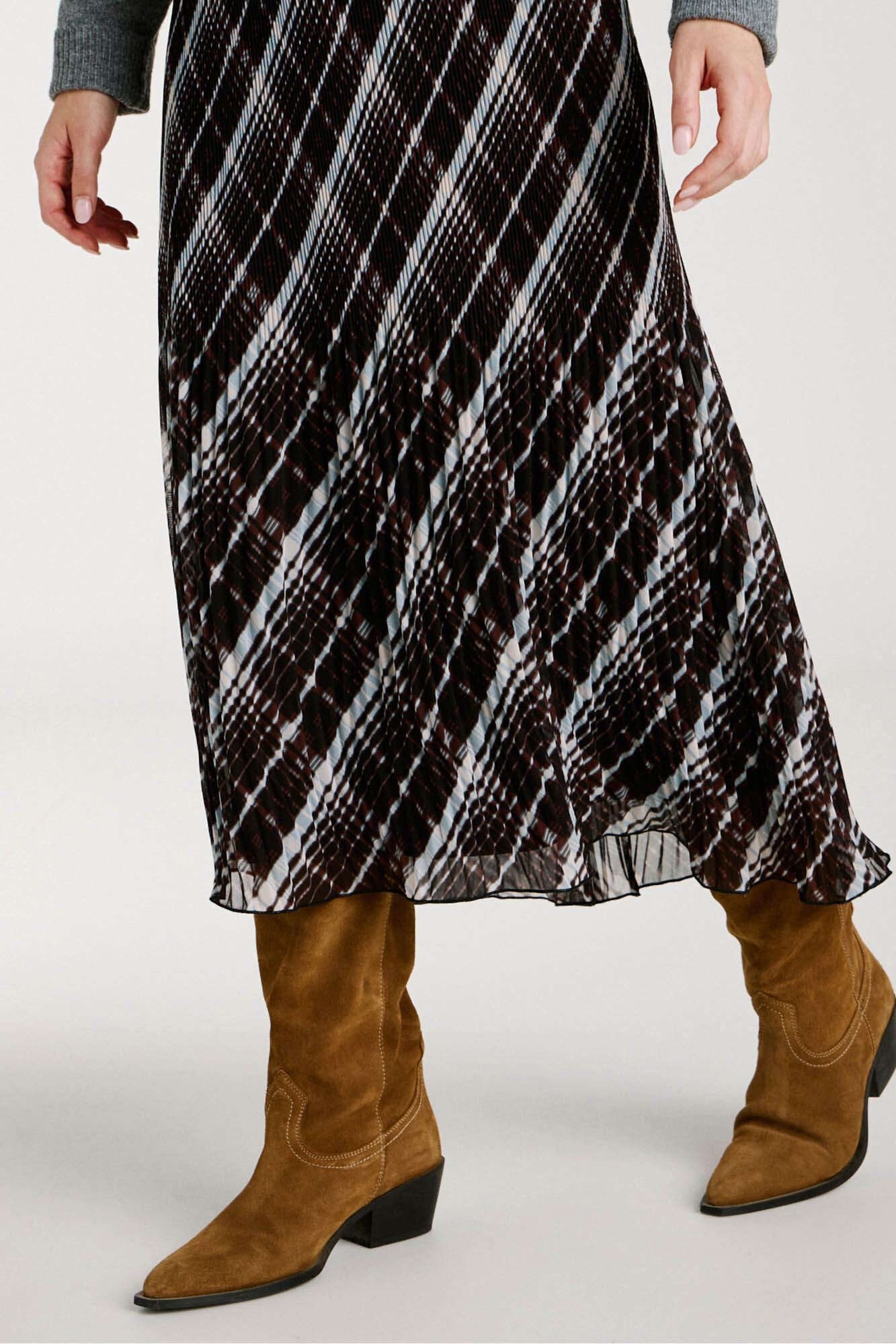 Vila Falda midi de gasa plisada