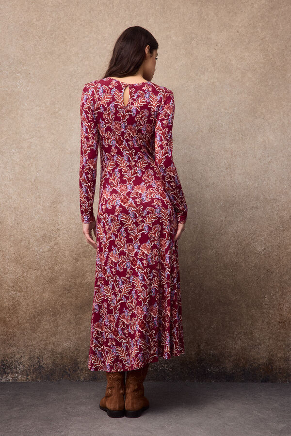 Slowlove Vestido estampado frunces Rojo