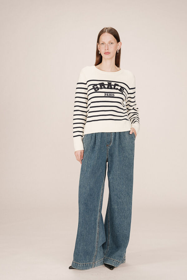 Grace & Mila Jersey de rayas marinero Blanco