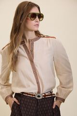 Meisie Blusa con detalles bordados Beige